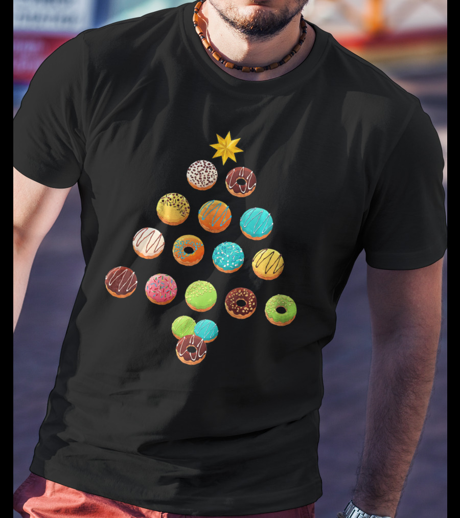Funny Donut Lover Christmas Tree T-Shirt
