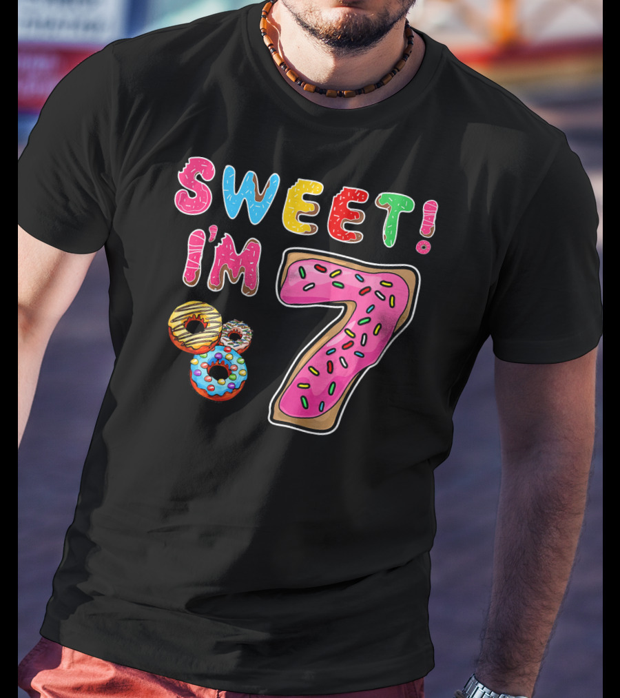 Sweet I'm 7 Donut Birthday T-Shirt