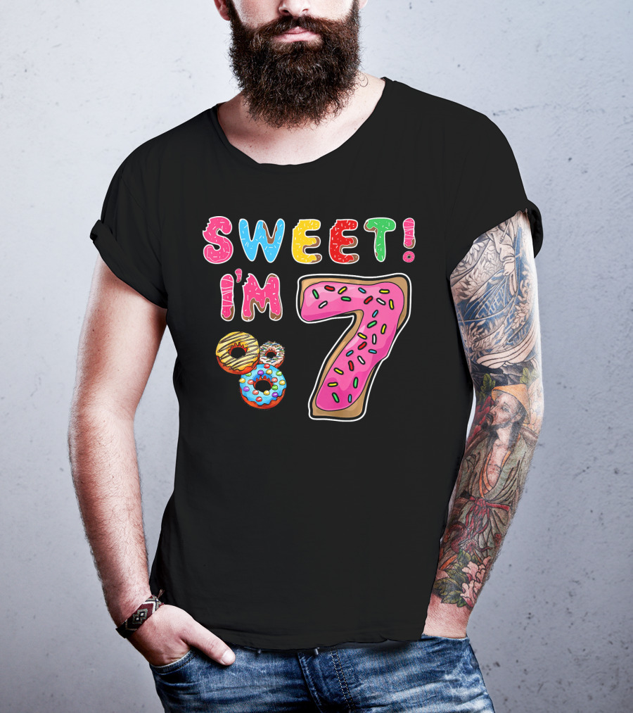 Sweet I'm 7 Donut Birthday T-Shirt
