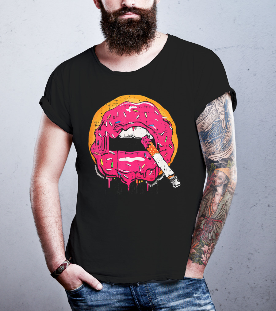 Donut Lips Cigarette Cool Sweet Doughnut T-Shirt