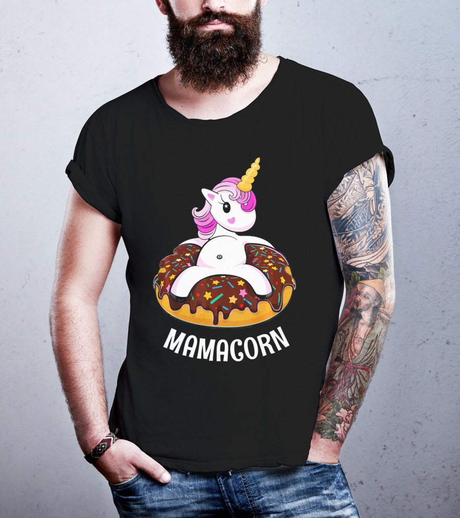 Mamacorn Unicorn Donut With Sprinkles And Stars T-Shirt
