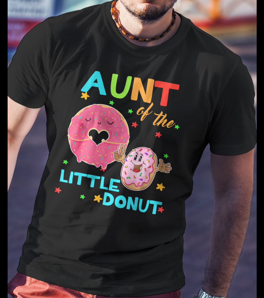 Aunt Of The Little Donut Birthday Colorful Star Sprinkles T-Shirt