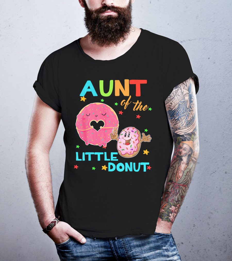 Aunt Of The Little Donut Birthday Colorful Star Sprinkles T-Shirt