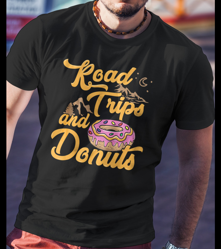 Road Trips And Donuts Mountain Night Moon T-Shirt