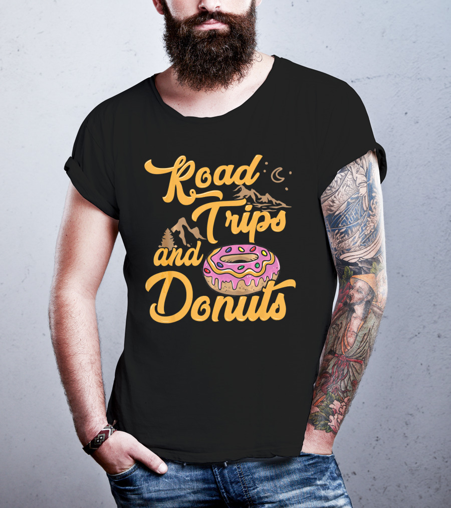 Road Trips And Donuts Mountain Night Moon T-Shirt