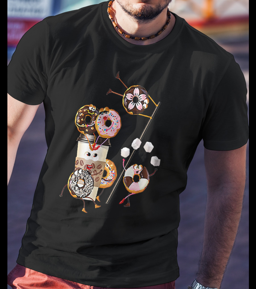 Donut Glazed And Confused Funny Donut Coffee Party With Juggling Donuts T-Shirt