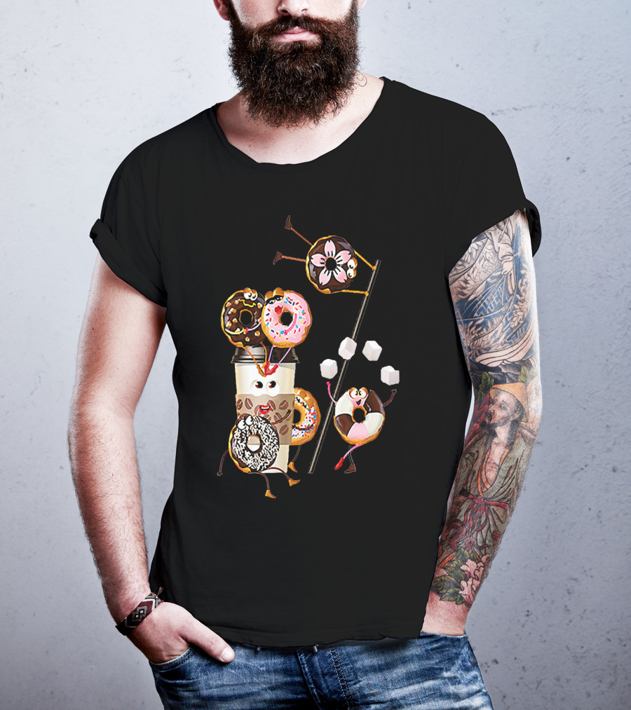 Donut Glazed And Confused Funny Donut Coffee Party With Juggling Donuts T-Shirt