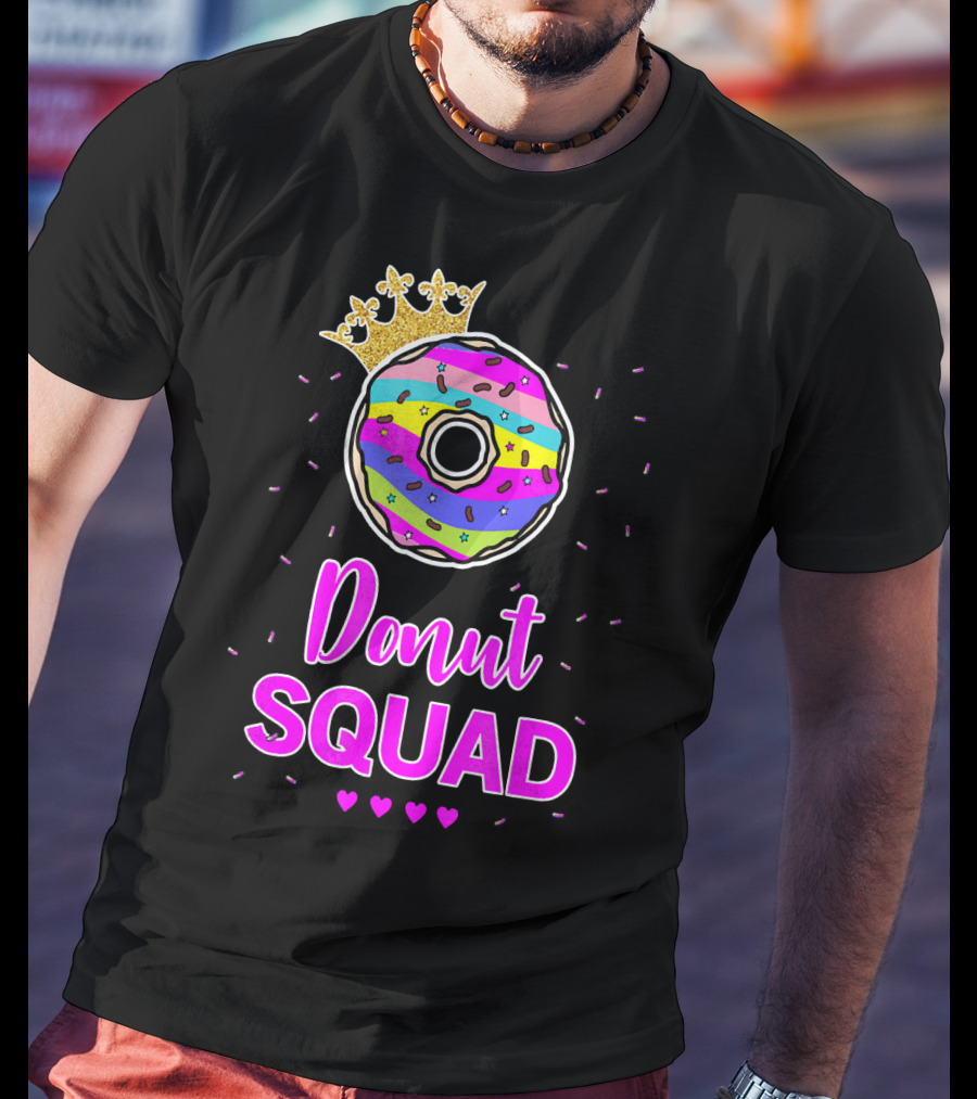 Donut Squad Birthday Girl With Crown And Hearts T-Shirt