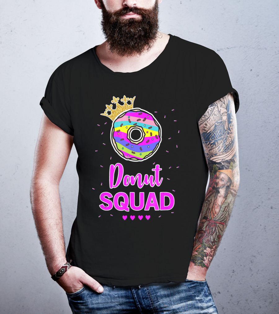 Donut Squad Birthday Girl With Crown And Hearts T-Shirt