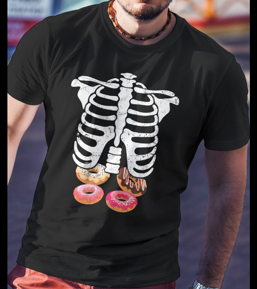 Skeleton Pregnancy Donut X Ray Ribcage Treats T-Shirt