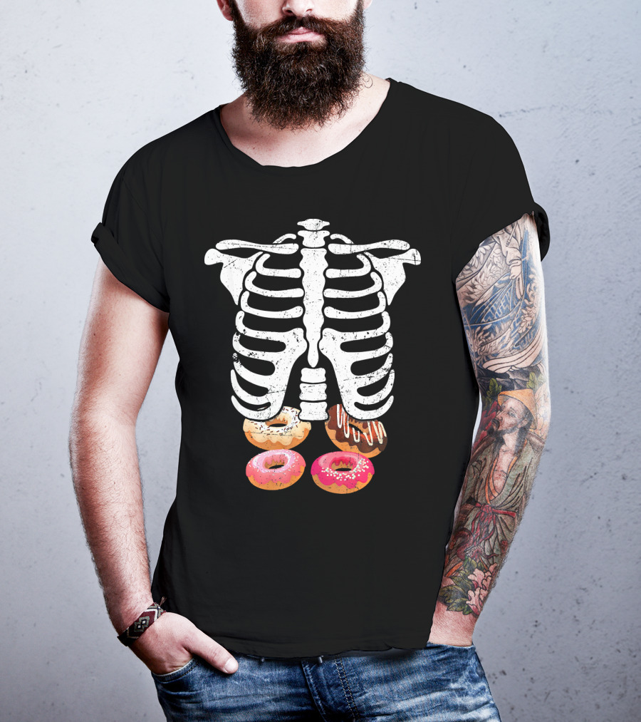Skeleton Pregnancy Donut X Ray Ribcage Treats T-Shirt