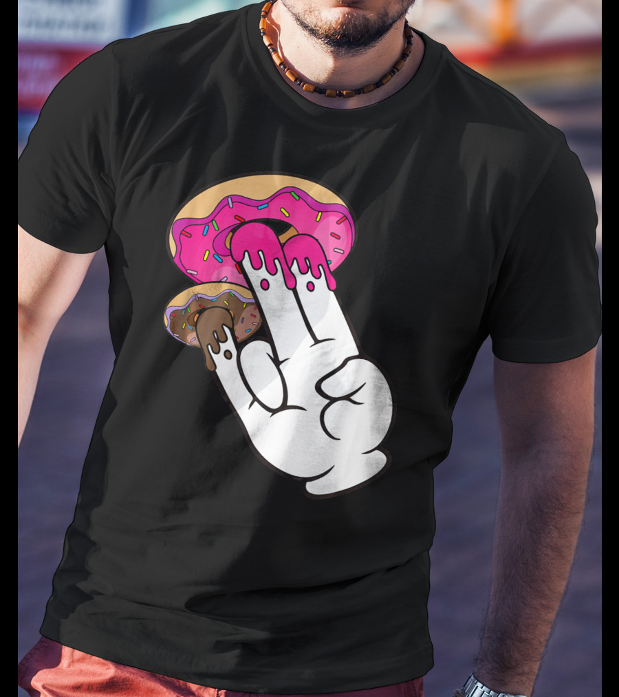 Funny Donuts With The Shocker Hand Gesture And Sprinkled Frosting T-Shirt