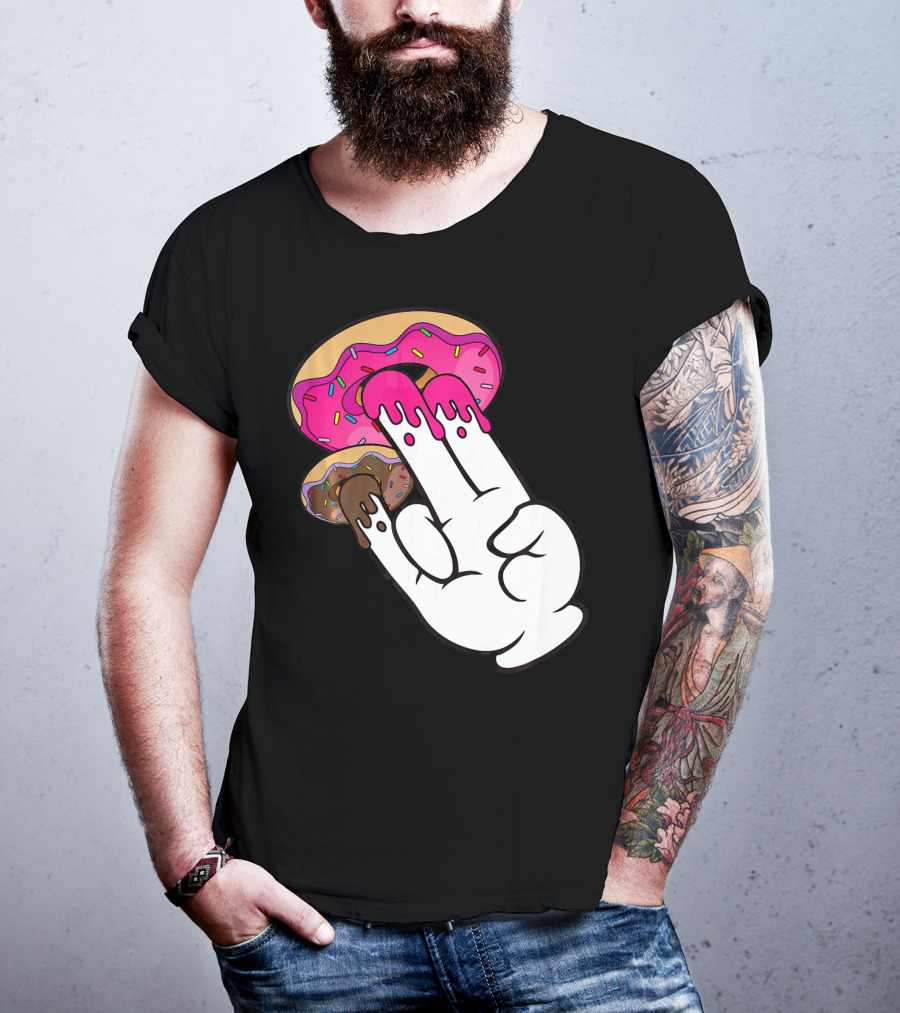 Funny Donuts With The Shocker Hand Gesture And Sprinkled Frosting T-Shirt