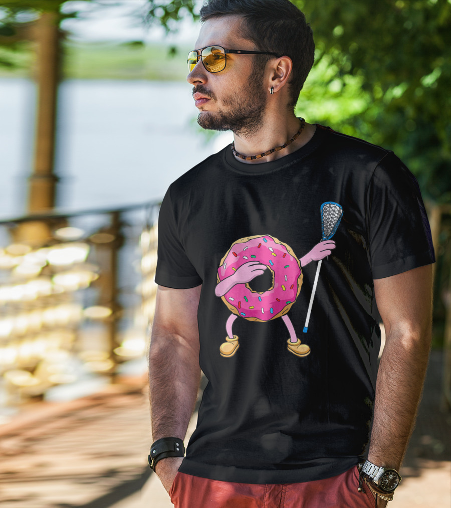 Dabbing Donut Playing Lacrosse With Sprinkles T-Shirt