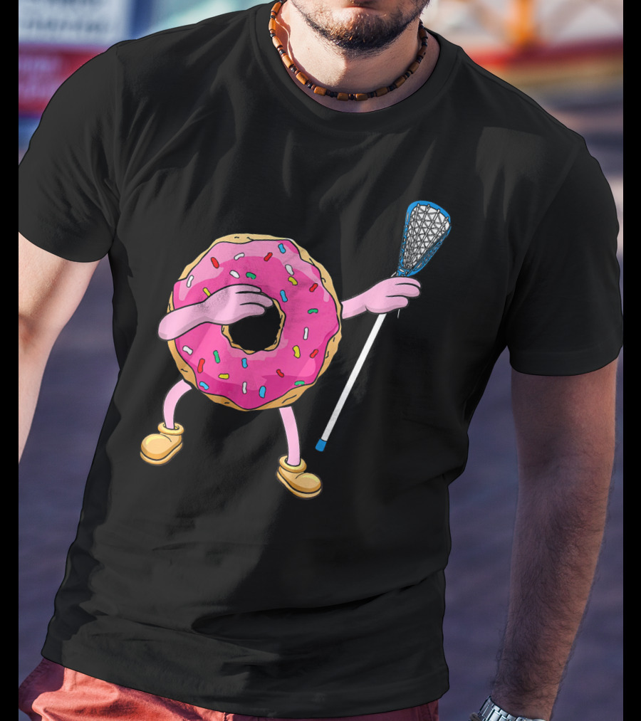 Dabbing Donut Playing Lacrosse With Sprinkles T-Shirt