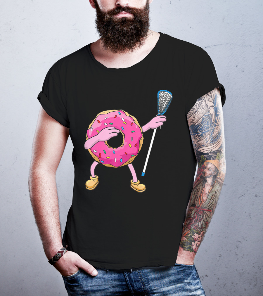 Dabbing Donut Playing Lacrosse With Sprinkles T-Shirt