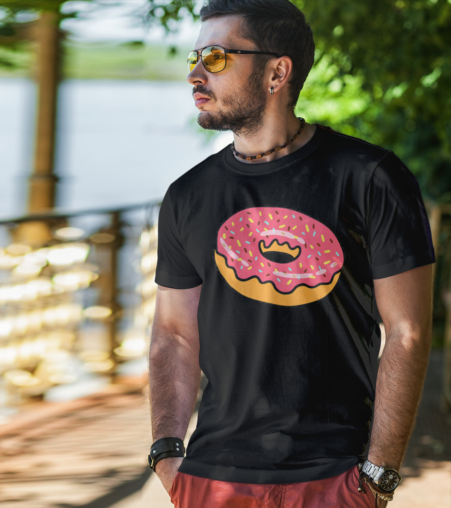 Pink Frosted Donut With Sprinkles T-Shirt