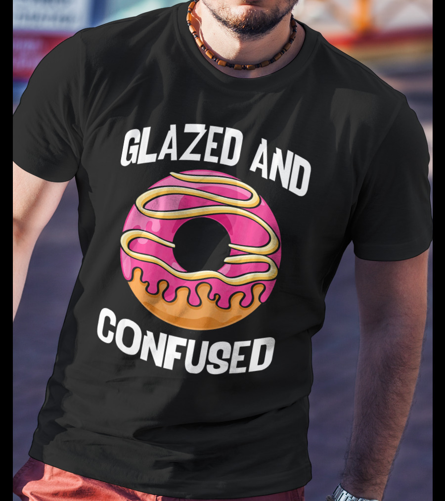 Glazed And Confused Pink Donut With Dripping Icing T-Shirt