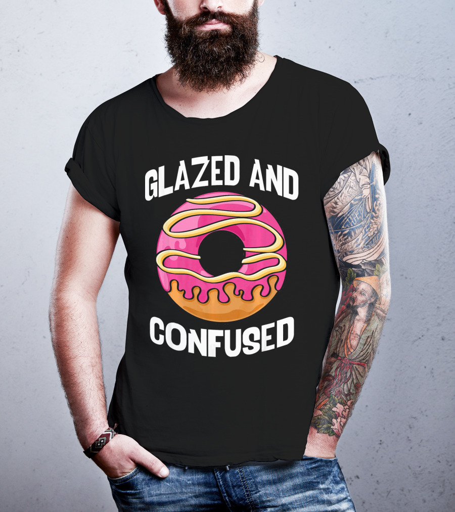 Glazed And Confused Pink Donut With Dripping Icing T-Shirt