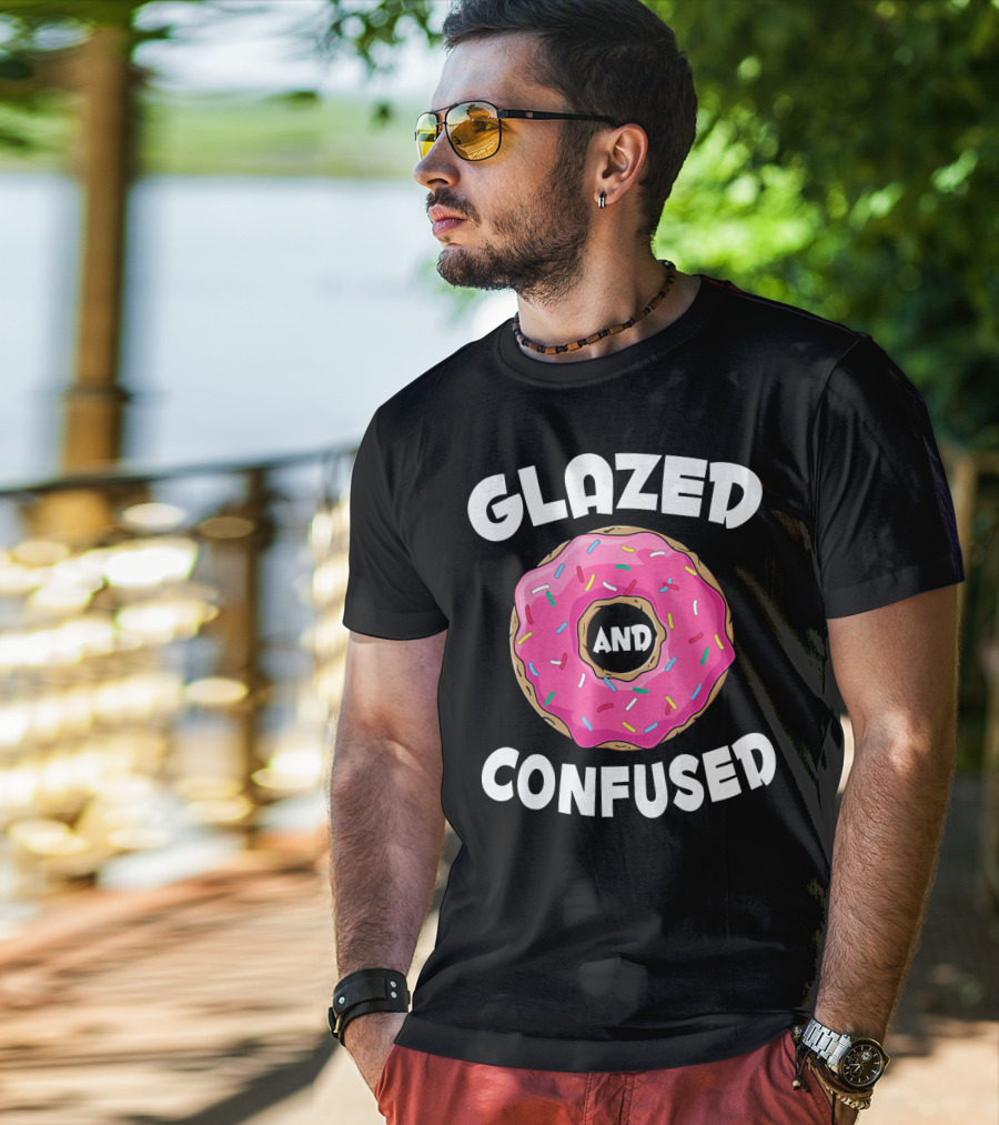 Glazed And Confused Funny Donut Lovers Pink Sprinkles T-Shirt