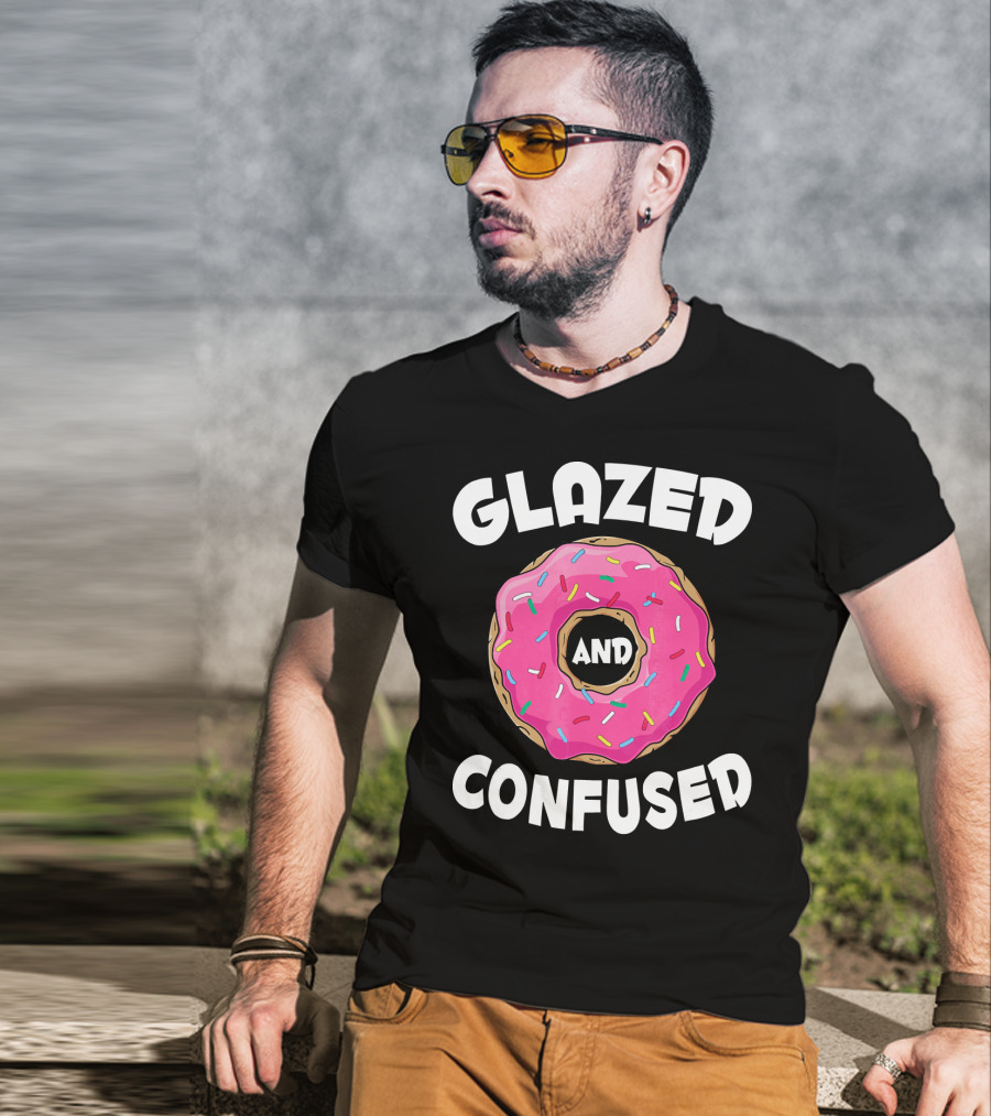 Glazed And Confused Funny Donut Lovers Pink Sprinkles T-Shirt