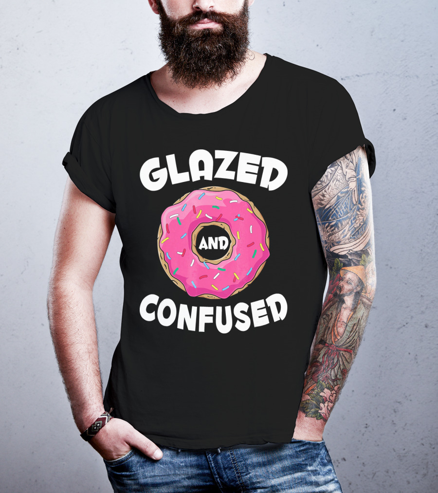 Glazed And Confused Funny Donut Lovers Pink Sprinkles T-Shirt