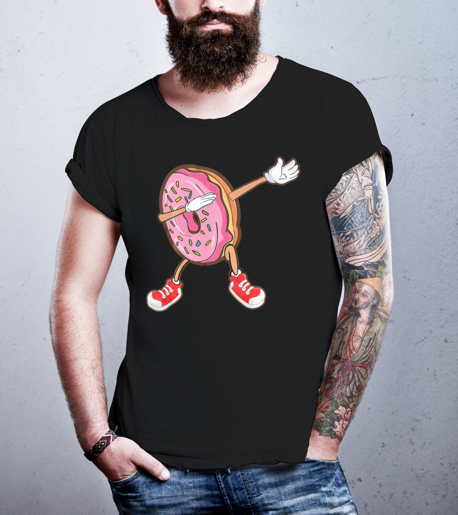 Dabbing Strawberry Frosted Donut With Sprinkles And Red Sneakers T-Shirt