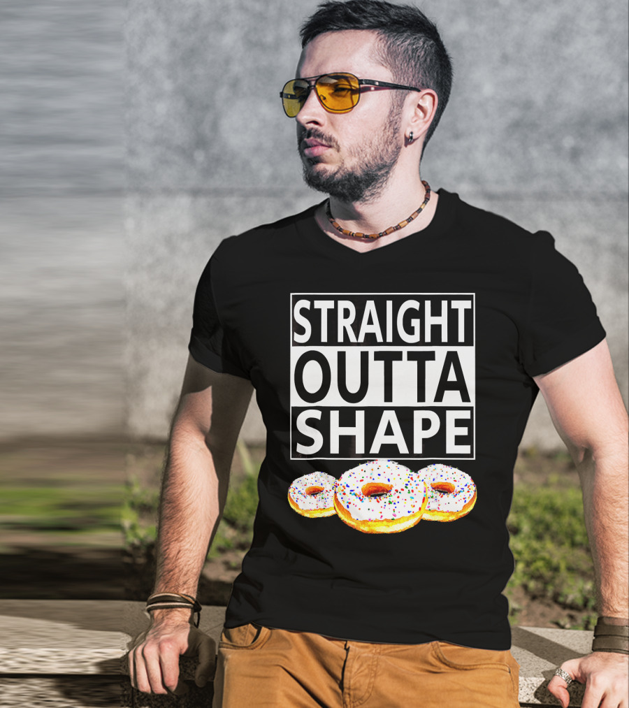 Straight Outta Shape Funny Workout Donut T-Shirt