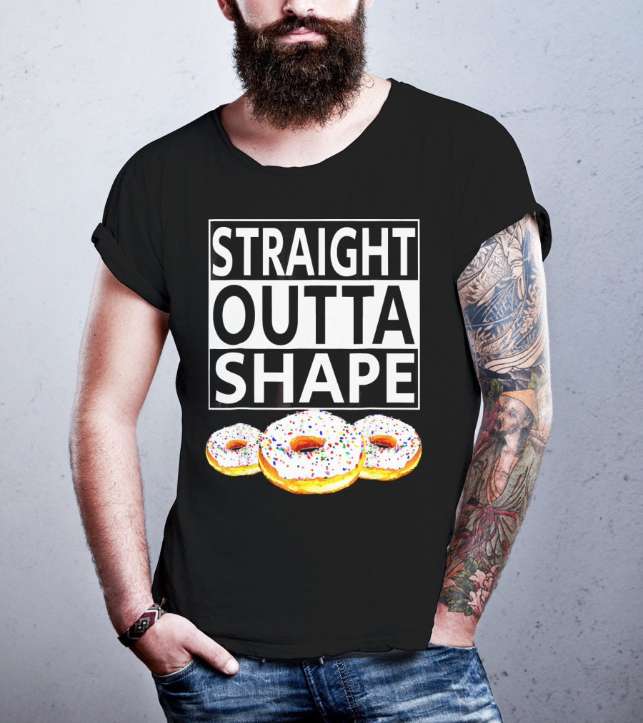 Straight Outta Shape Funny Workout Donut T-Shirt