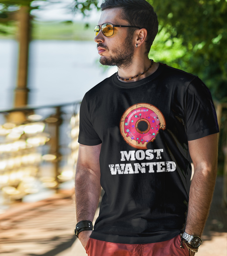 Most Wanted Donut Pink Frosting Humor T-Shirt