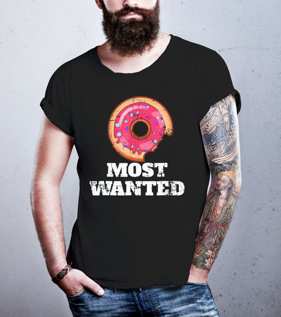 Most Wanted Donut Pink Frosting Humor T-Shirt