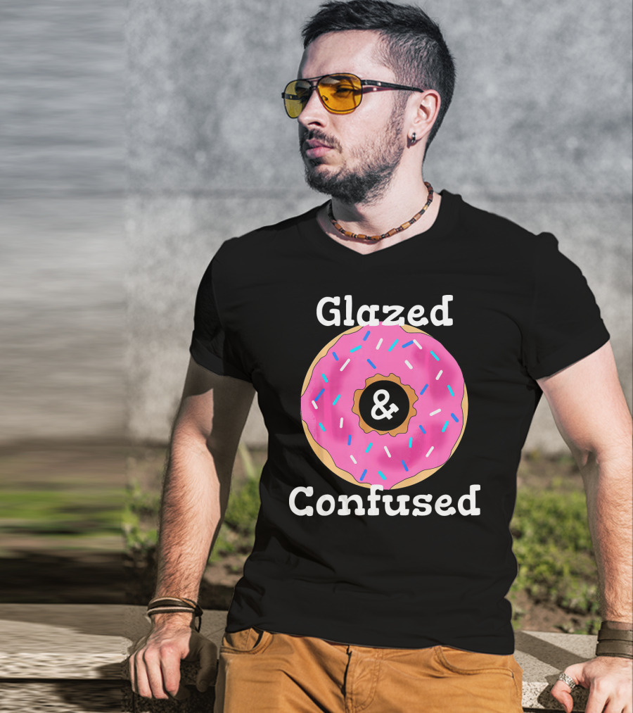 Glazed And Confused With Pink Sprinkled Donut T-Shirt