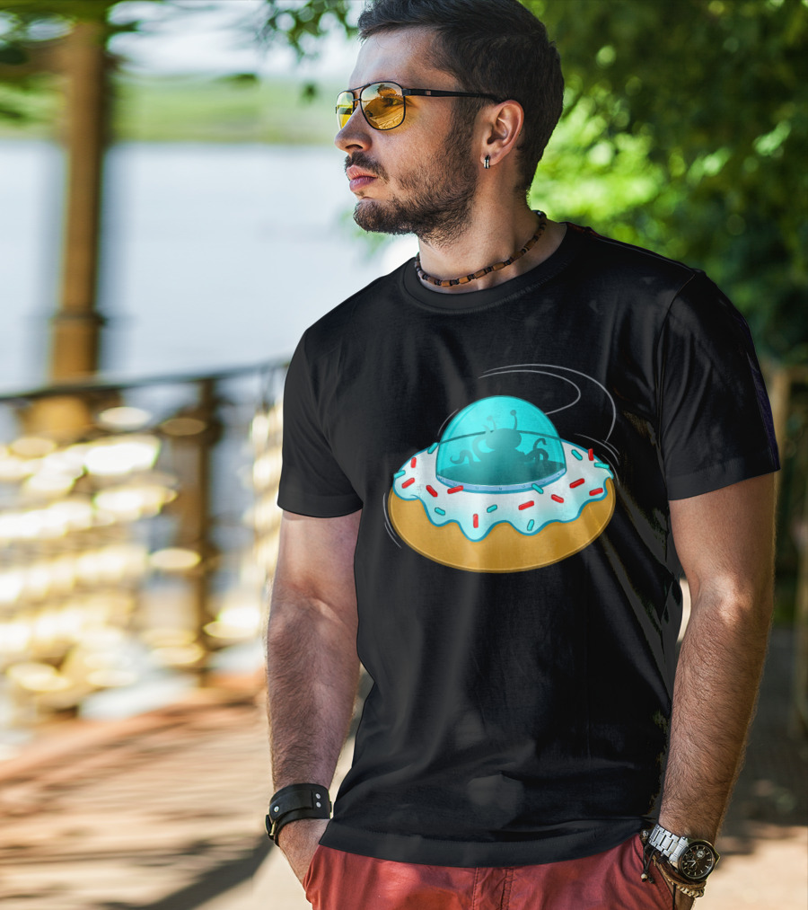 Funny UFO Donut With Cute Alien Sprinkles T-Shirt