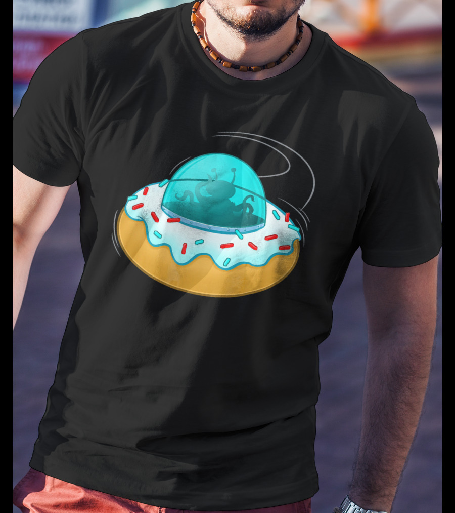 Funny UFO Donut With Cute Alien Sprinkles T-Shirt