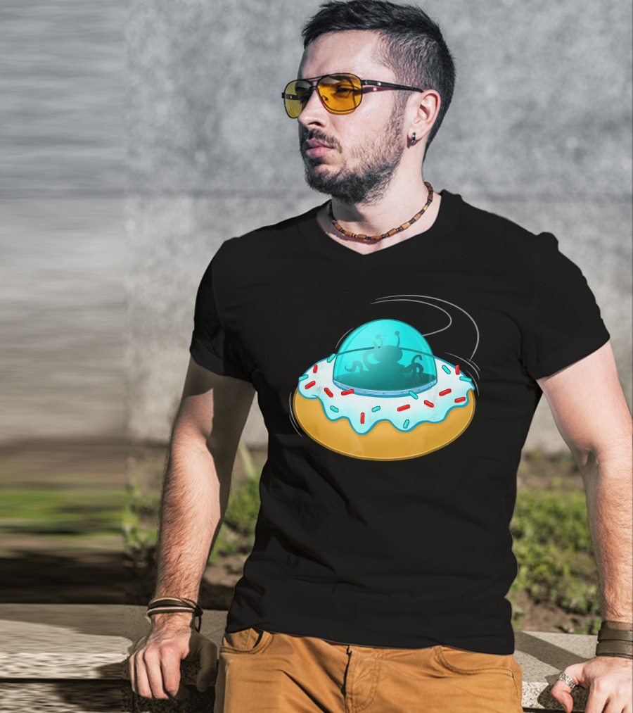 Funny UFO Donut With Cute Alien Sprinkles T-Shirt