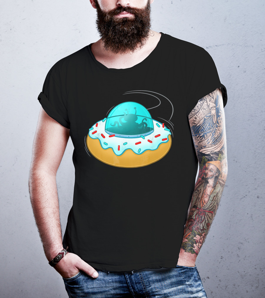 Funny UFO Donut With Cute Alien Sprinkles T-Shirt
