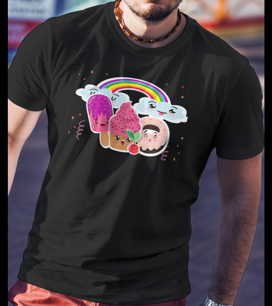 Funneh Cute Kids Halloween Ice Cream Love Rainbow Clouds Magic T-Shirt