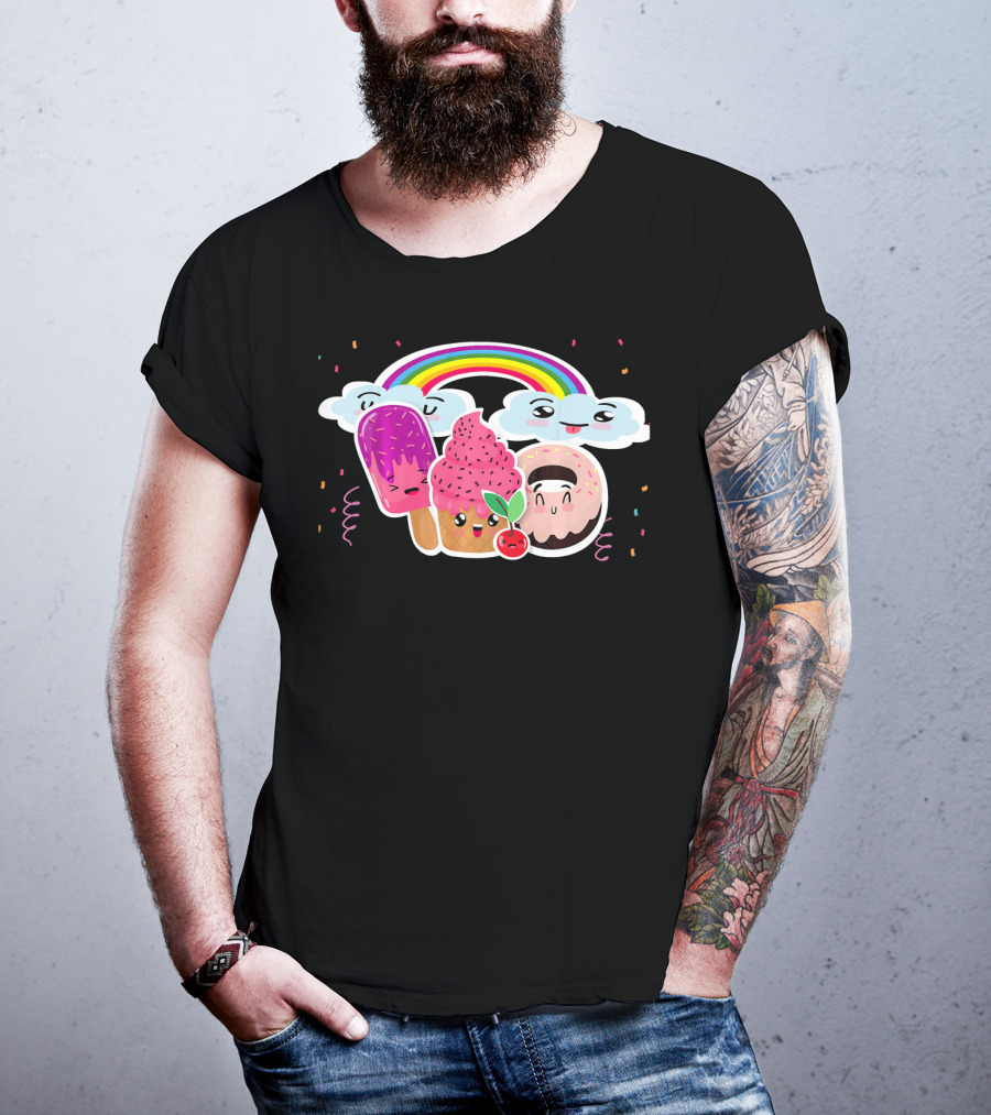 Funneh Cute Kids Halloween Ice Cream Love Rainbow Clouds Magic T-Shirt