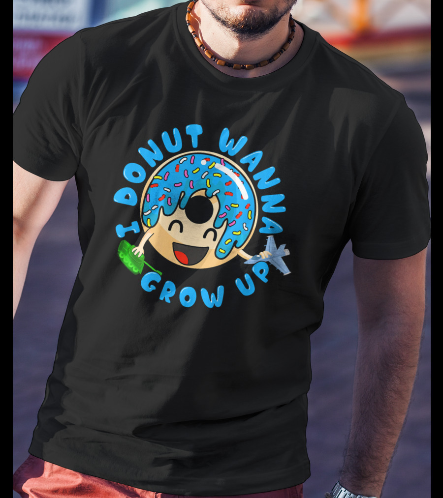 I Donut Wanna Grow Up Funny Kid Donut Sprinkles Airplane Money T-Shirt