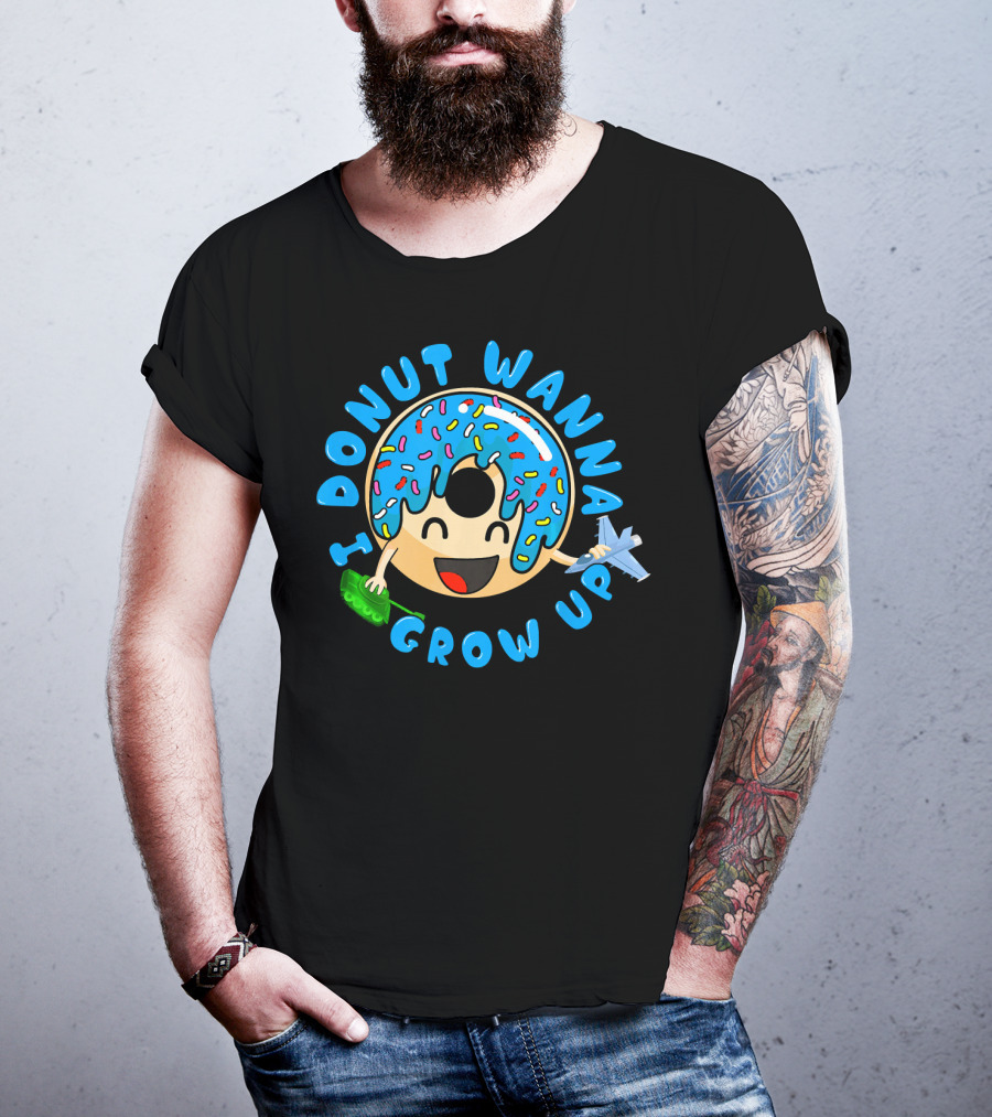 I Donut Wanna Grow Up Funny Kid Donut Sprinkles Airplane Money T-Shirt