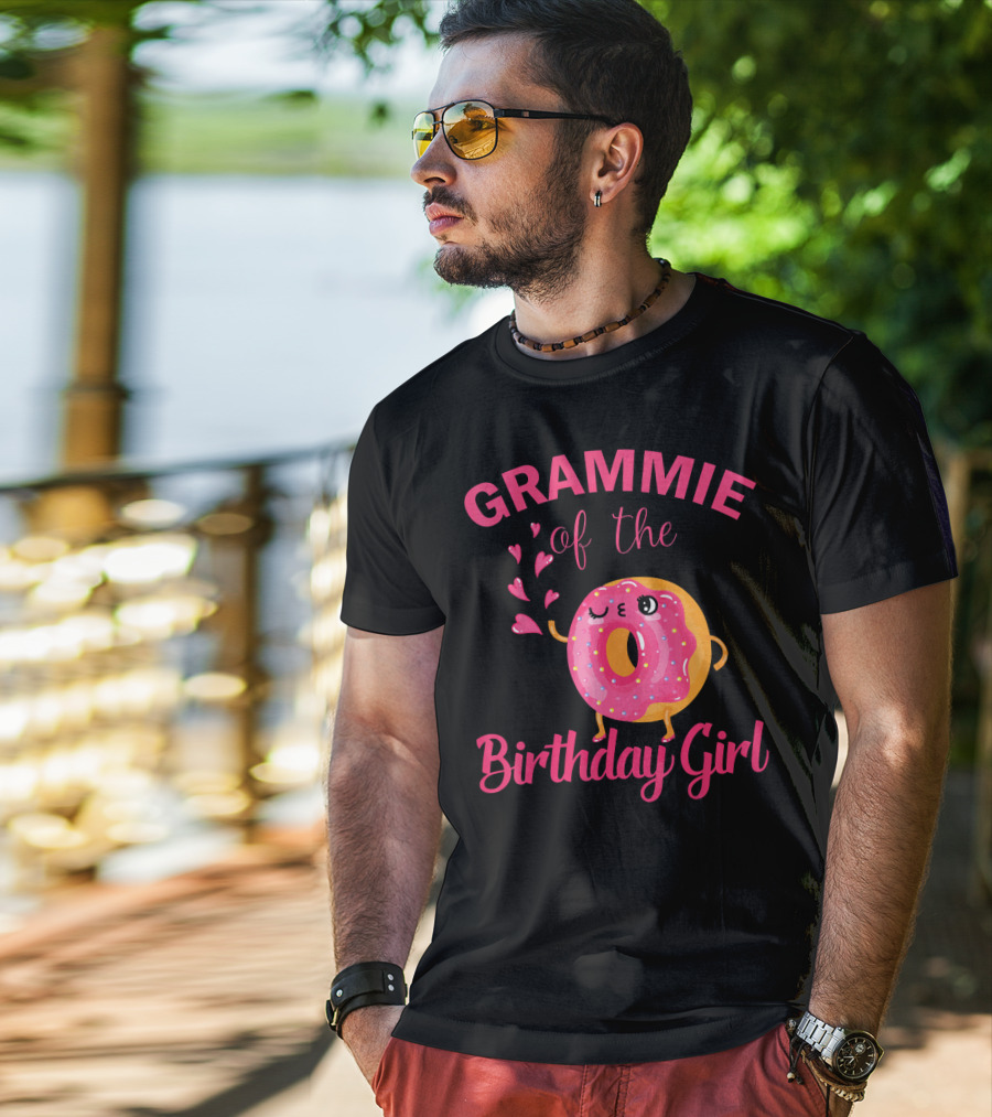 GRAMMIE Of The Birthday Girl Donut With Hearts T-Shirt