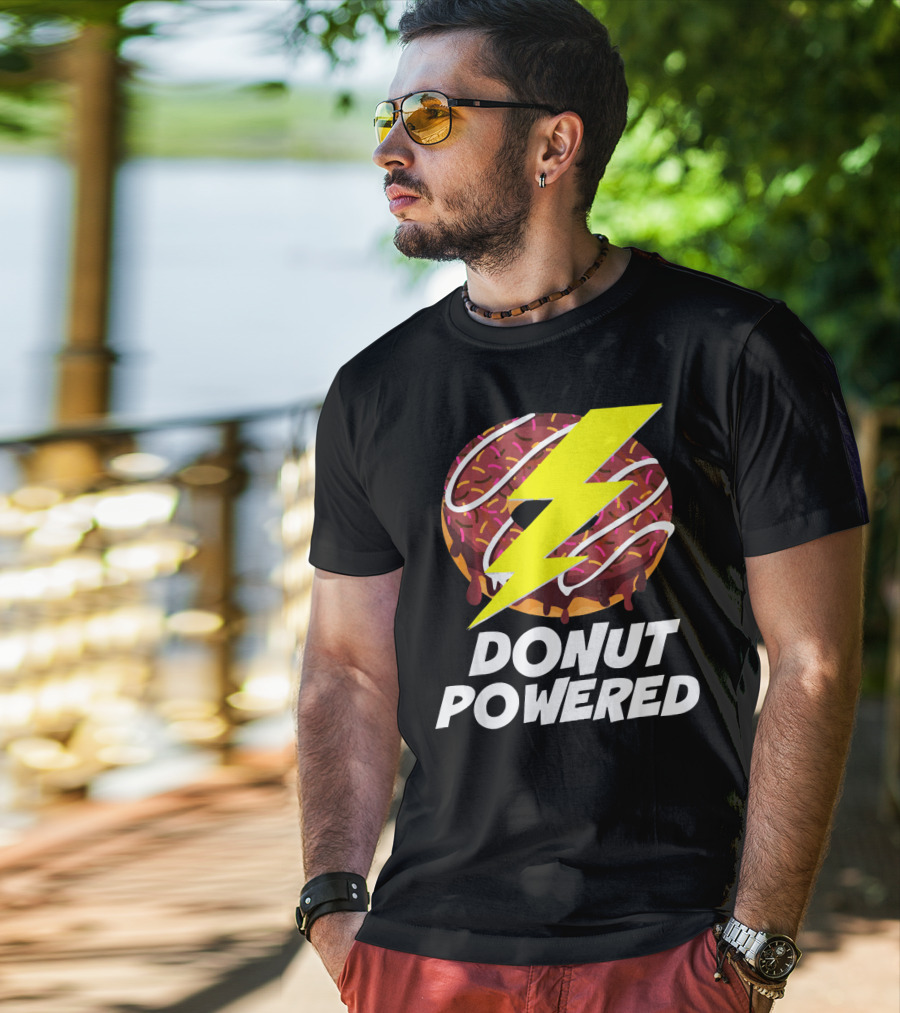 Donut Powered Lightning Bolt Donut With Sprinkles T-Shirt