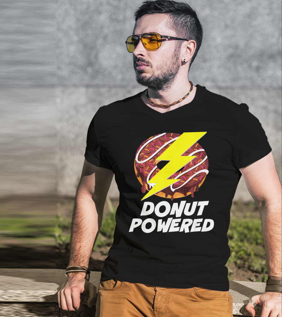 Donut Powered Lightning Bolt Donut With Sprinkles T-Shirt