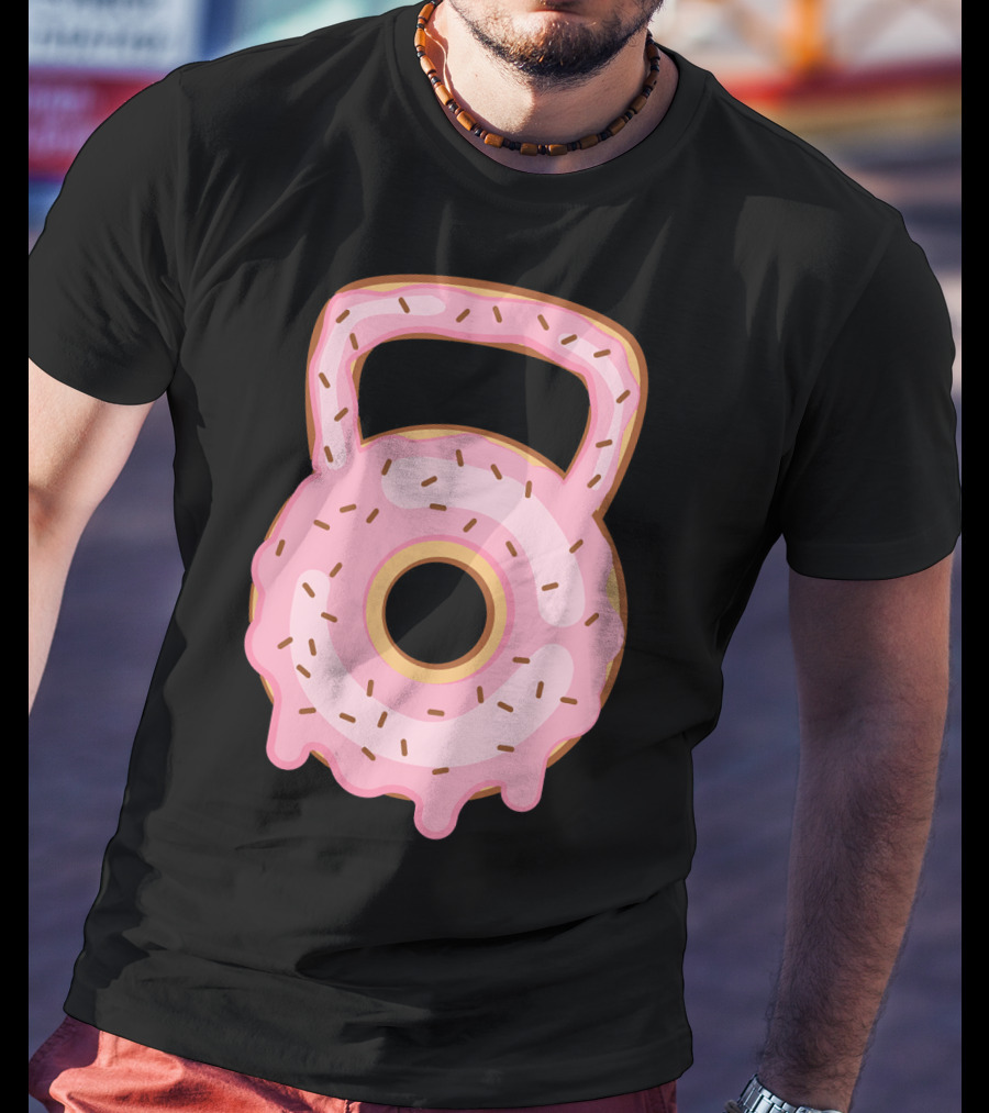 Kettlebell Donut Lover Gym Workout Pink Sprinkles T-Shirt