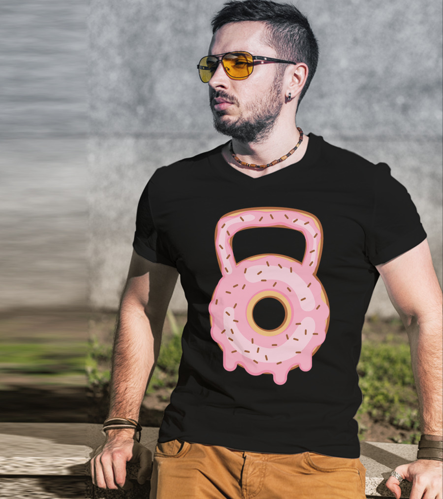 Kettlebell Donut Lover Gym Workout Pink Sprinkles T-Shirt