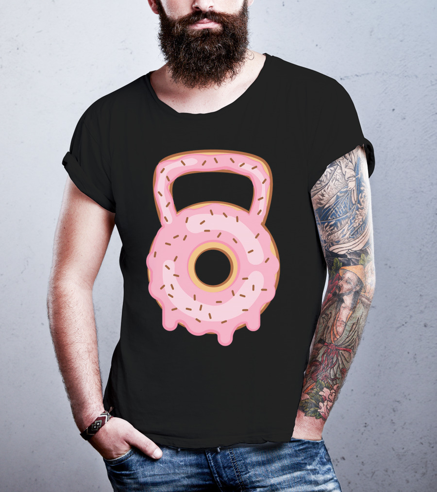 Kettlebell Donut Lover Gym Workout Pink Sprinkles T-Shirt