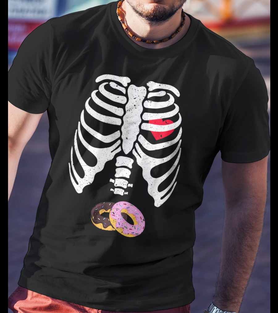 Halloween Pregnancy Skeleton Donut Baby Costume T-Shirt