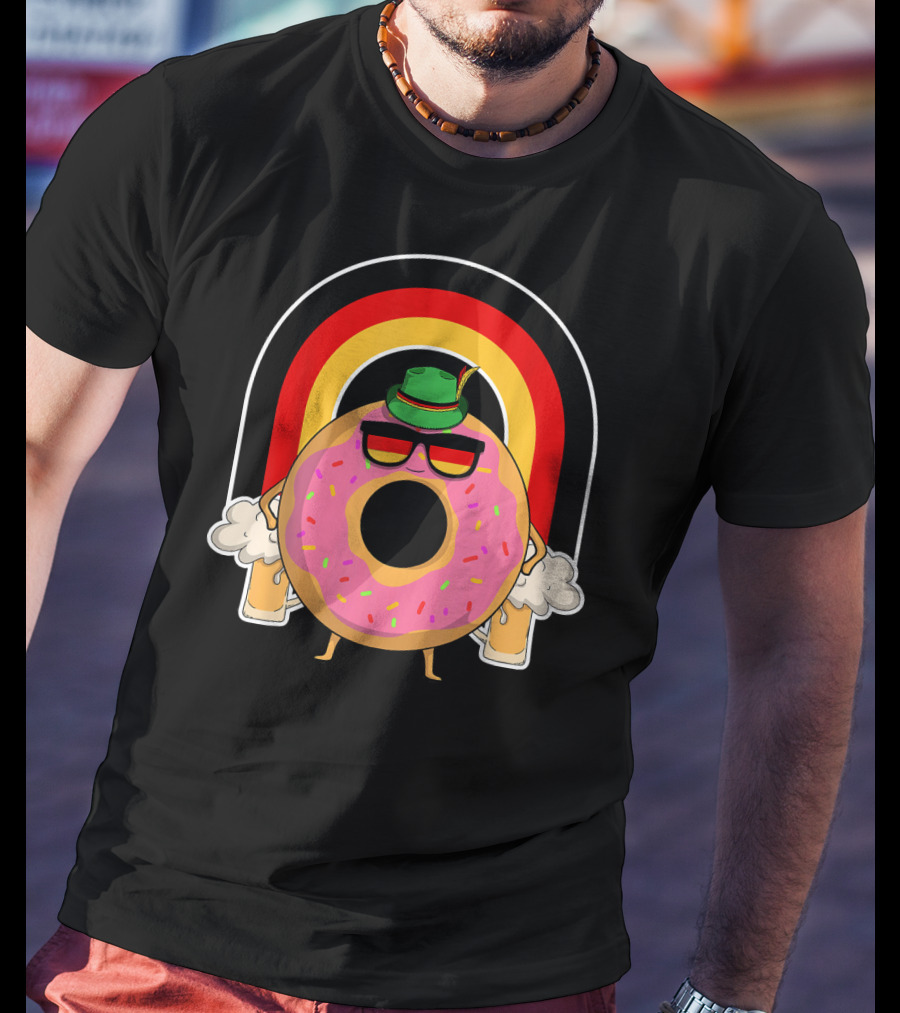 Donuts Beer Oktoberfest Prost German Fla Bavarian Rainbow Hat Party T-Shirt