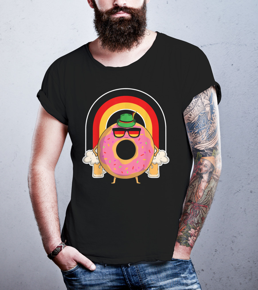 Donuts Beer Oktoberfest Prost German Fla Bavarian Rainbow Hat Party T-Shirt