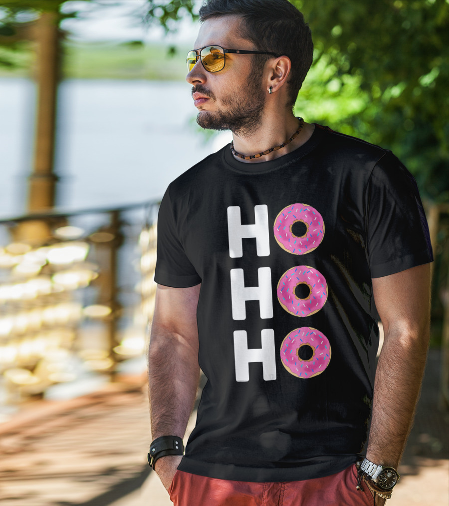 HO HO HO Funny Christmas Donut T-Shirt